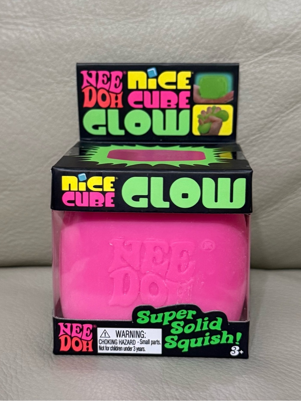 NEW NeeDoh Nice Cube Glow In The Dark Schylling Authentic PINK